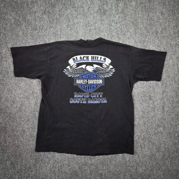 Harley Davidson T Shirt Mens XL Black 1995 Sturgis Black Hills Rally Vintage Tee - Picture 10 of 16